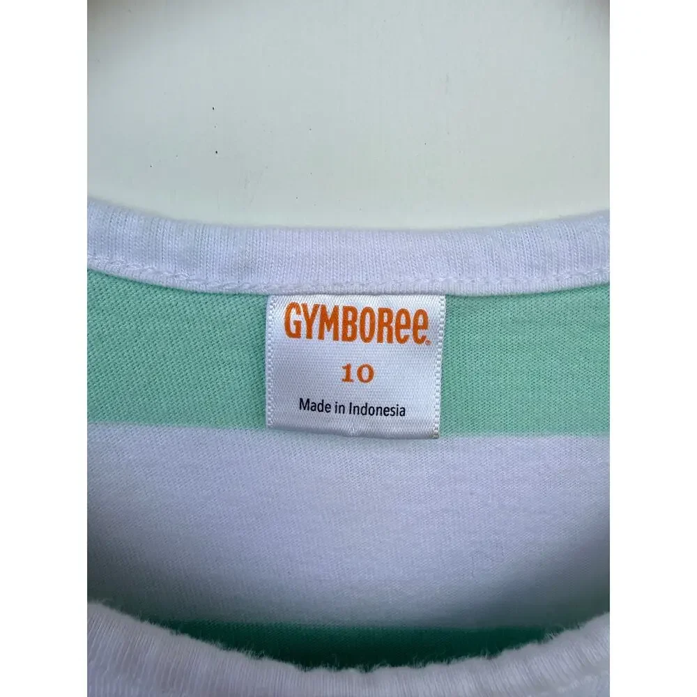 Gymboree Girls Size 10 Mint Green White Striped Chevron Hi-Low Dress Fruit Punch